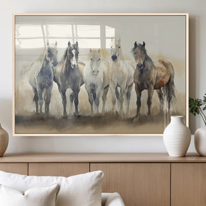 Wild Horses Wall Art Canvas Print, Framed Running Horses Art