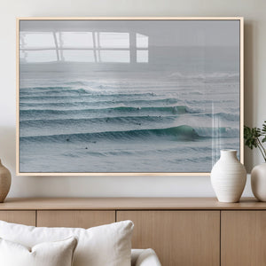 Ocean Waves Wall Art Canvas Print – Framed Surfer Lineup