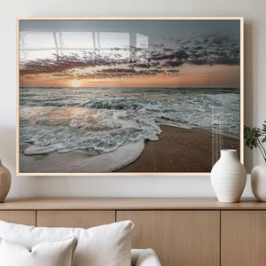 Ocean Sunset Wall Art Canvas Print – Framed Beach Waves