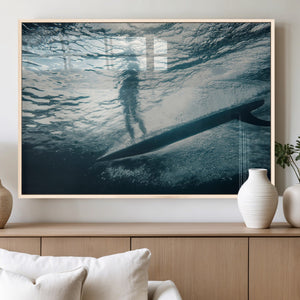 Underwater Surf Wall Art – Framed Ocean Wave Canvas Artwork,