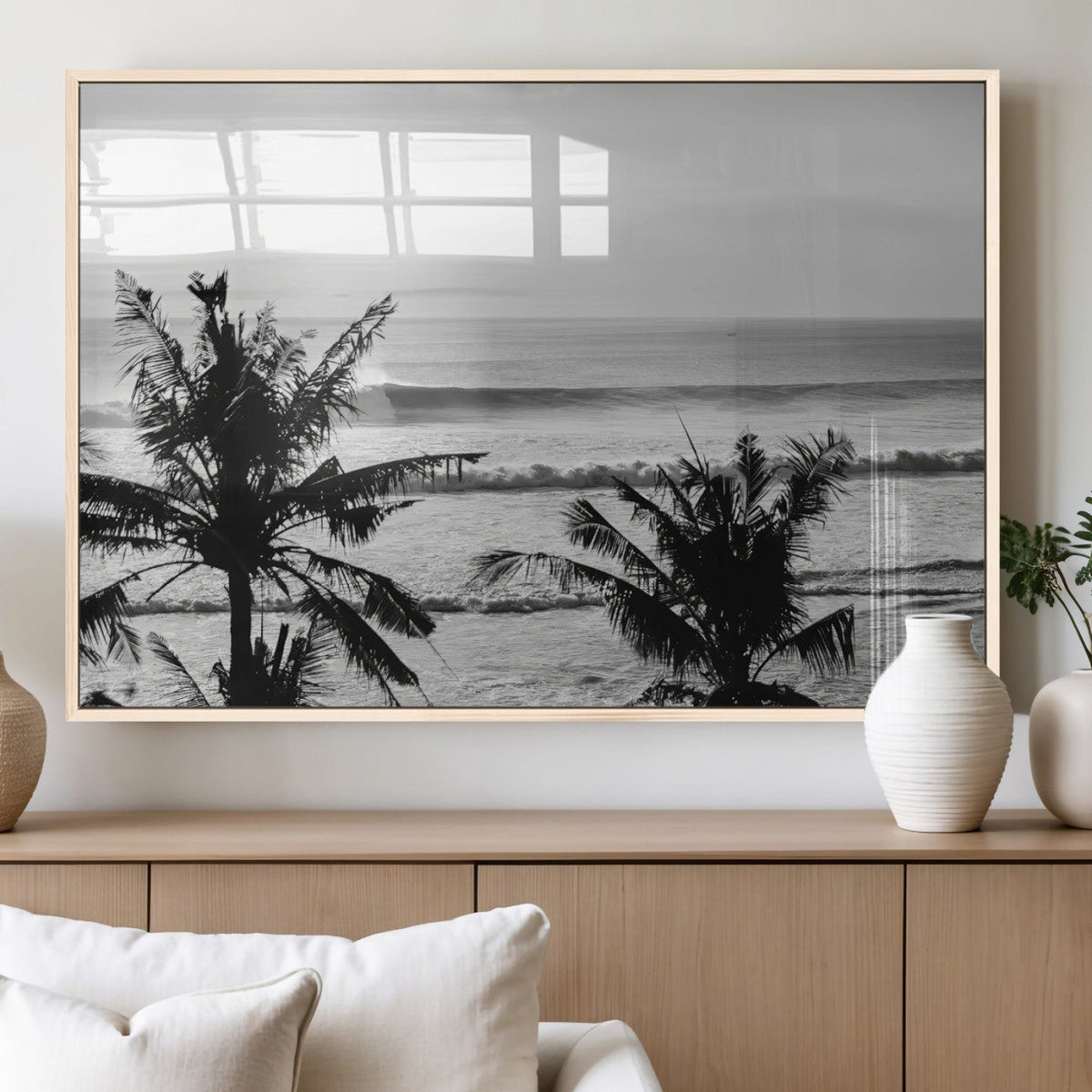 Tropical Coastline Wall Art Canvas Print – Framed Palm Trees