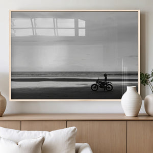 Motorcycle Beach Wall Art Canvas Print – Framed Vintage