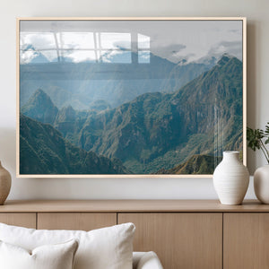 Misty Mountain Wall Art Canvas Print – Framed Cloudy Andean