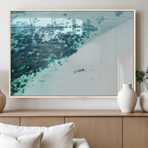 Minimal Beach Wall Art Canvas Print – Framed Ocean Swimming