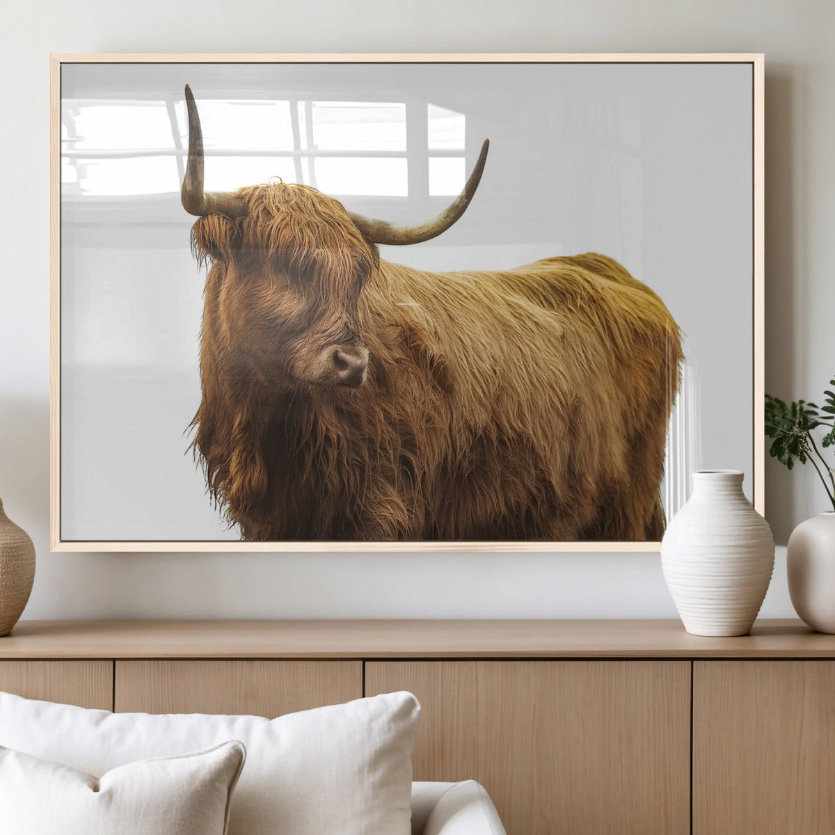 Highland Cow Wall Art Canvas Print – Framed Farmhouse Wall