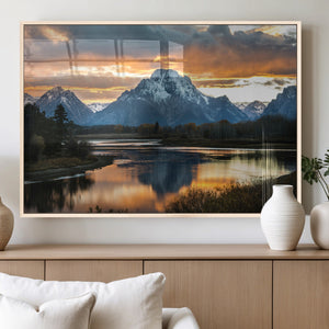 Mountain Sunset Wall Art Canvas Print – Framed Alpine
