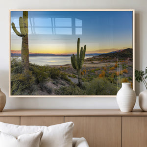 Saguaro Cactus Wall Art Canvas Print – Framed Desert Sunset