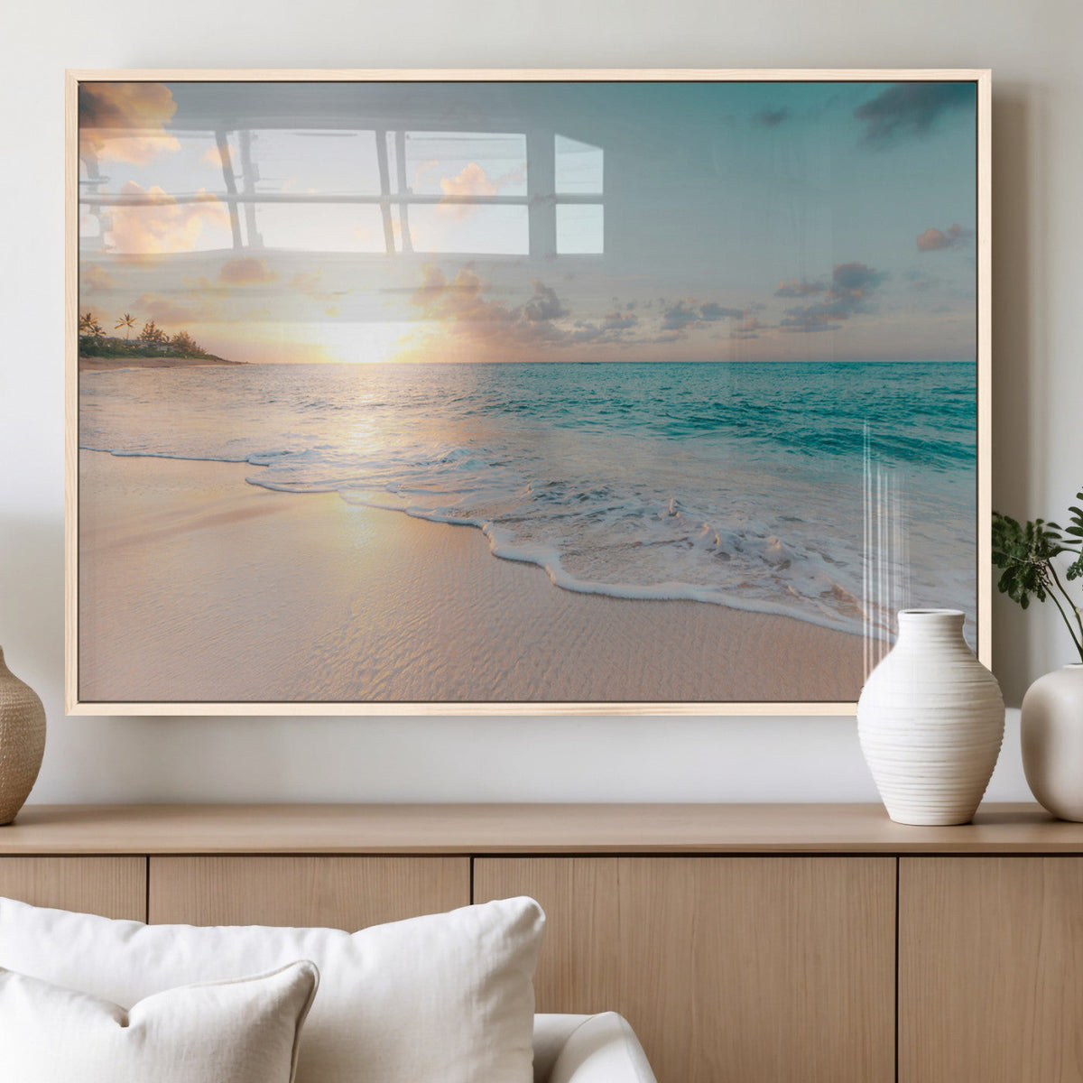 Beach Sunset Wall Art Canvas Print – Framed Ocean Waves