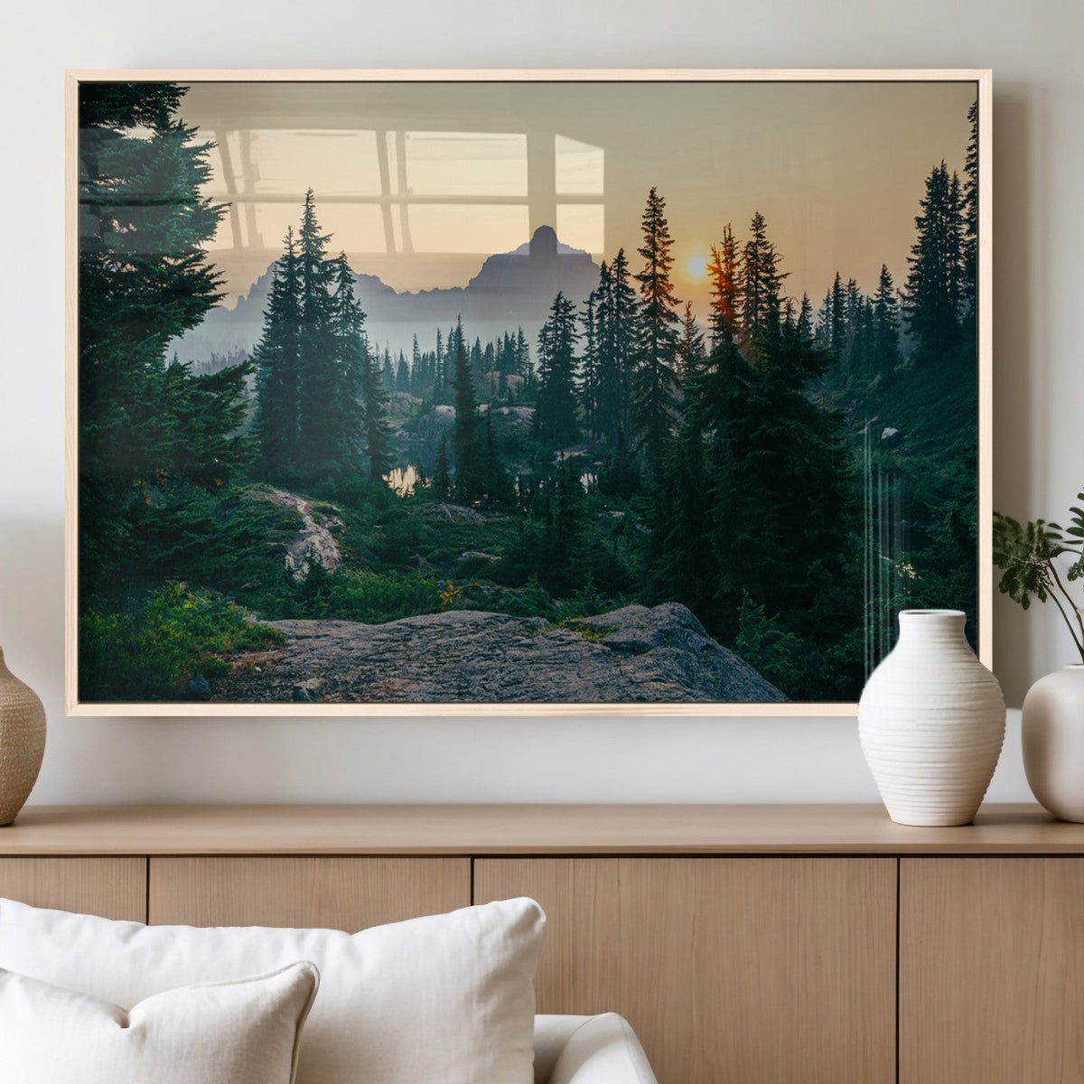 Mountain Landscape Wall Art Canvas Print – Framed Forest