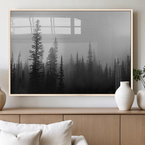 Misty Pines Wall Art Canvas Print – Framed Woodland