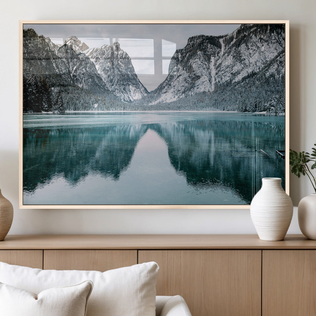 Mountain Lake Wall Art Canvas Print – Framed Toblacher See
