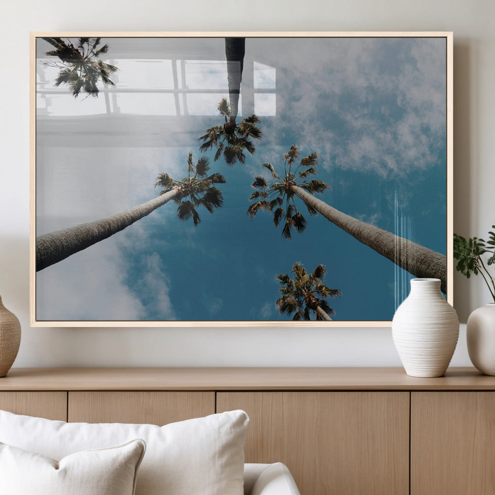 Tropical Palm Trees Wall Art Canvas Print Framed California
