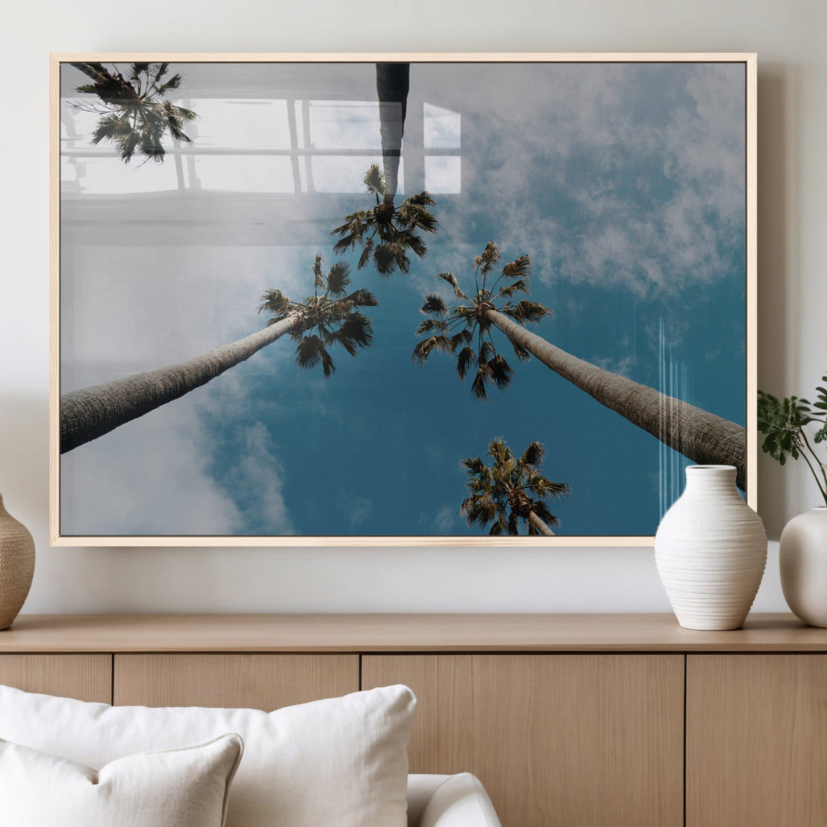 Tropical Palm Trees Wall Art Canvas Print Framed California