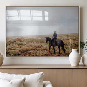 Cowboy Wall Art Canvas Print – Framed Western Ranch Scene