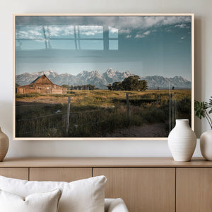 Rustic Farmhouse Wall Art Canvas Print – Framed Mountain