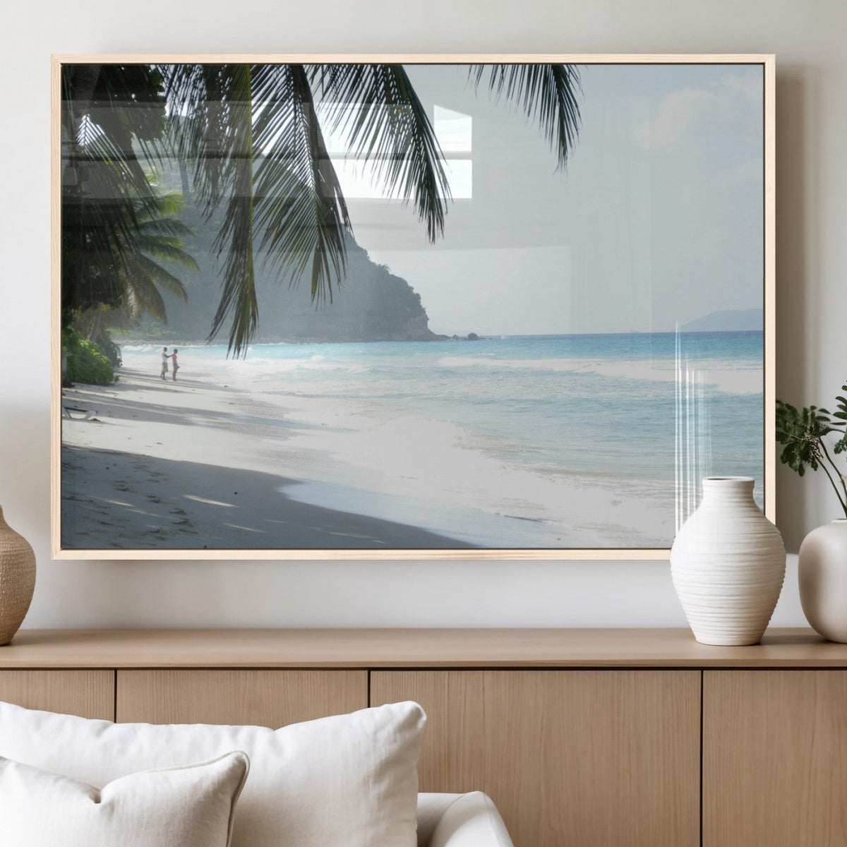 Tropical Beach Wall Art Canvas Print – Framed Serene Ocean