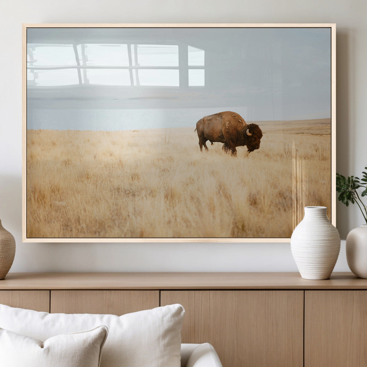 Buffalo Wall Art Canvas Print – Framed Western Wildlife