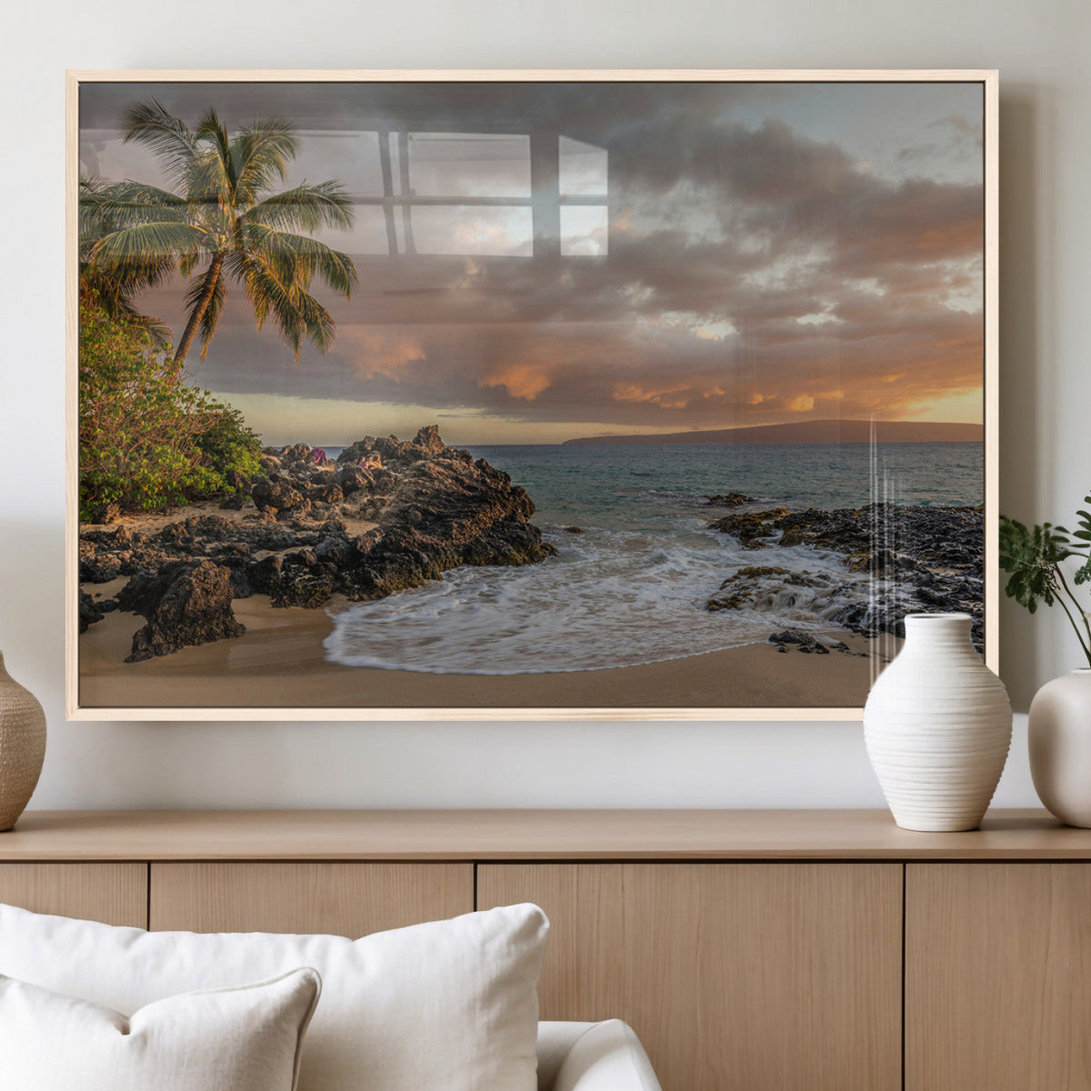 Tropical Beach Wall Art Canvas Print, Vibrant Hawaiian