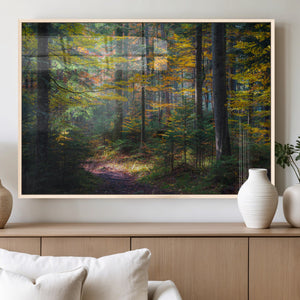 Autumn Forest Wall Art Canvas Print – Framed Fall Woodland