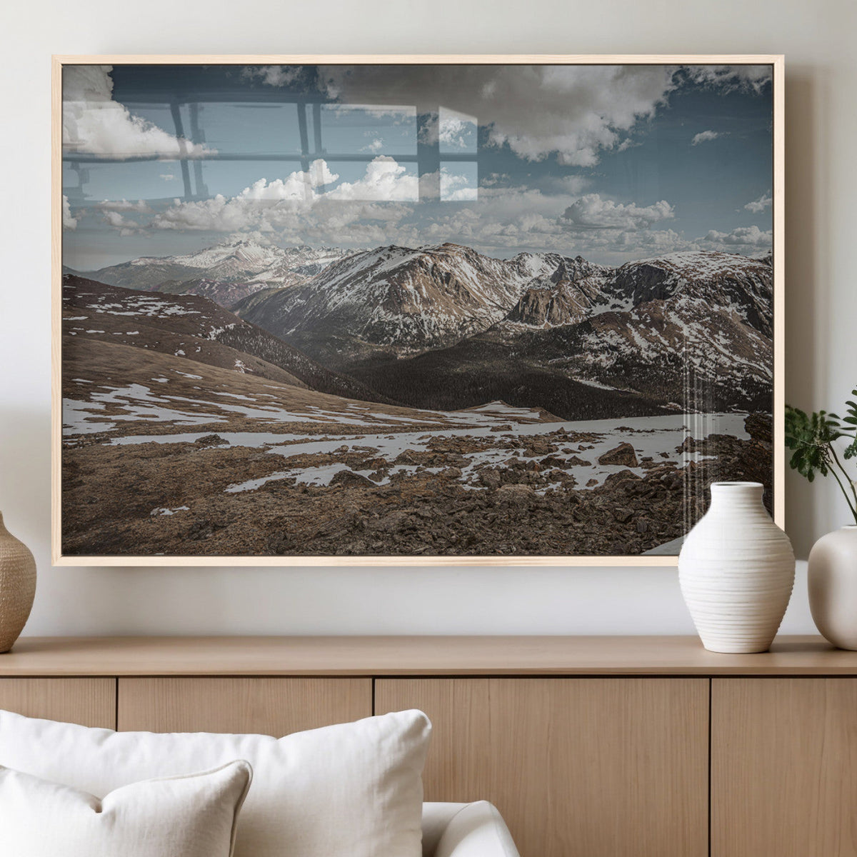 Mountain Landscape Wall Art Canvas Print – Framed Snowy