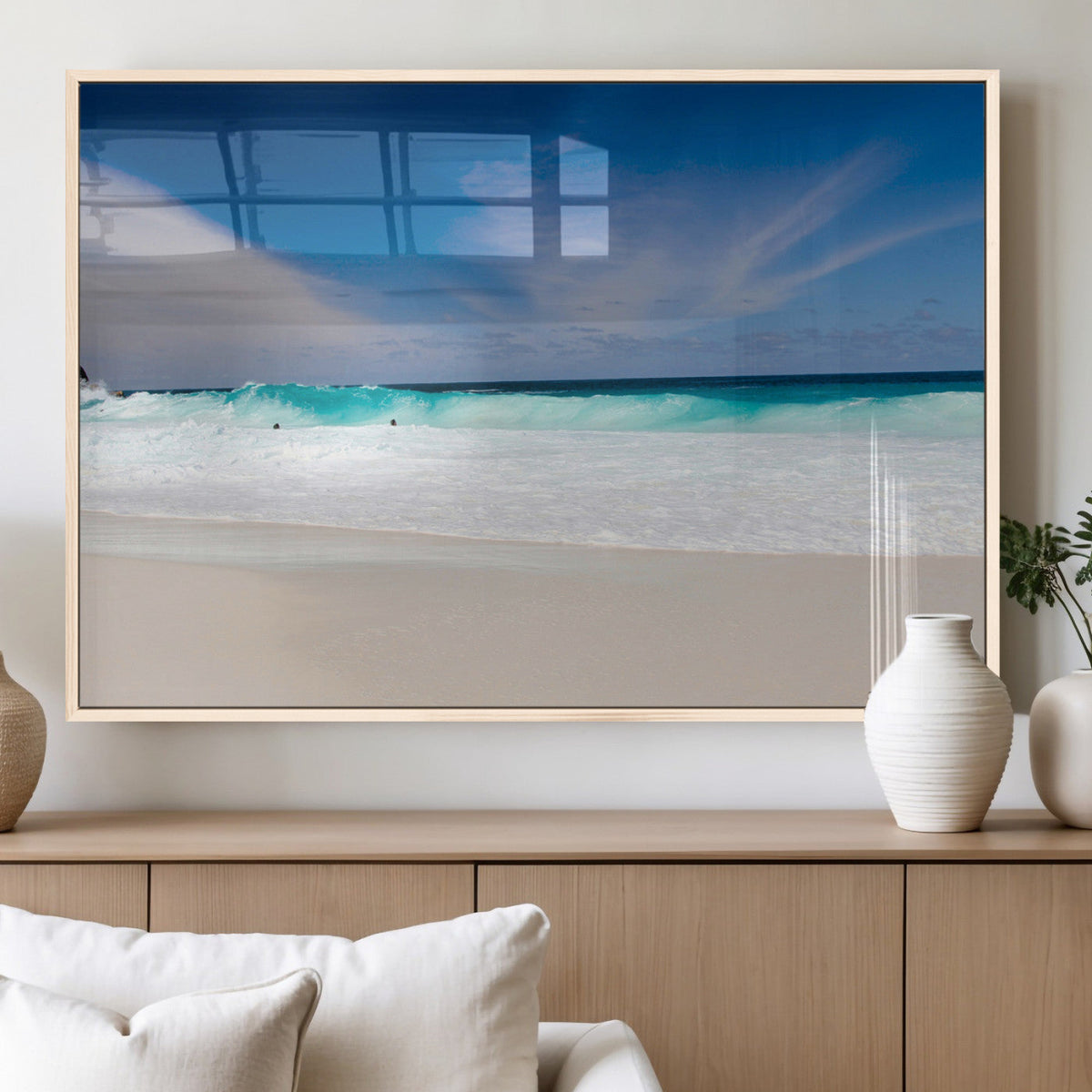Ocean Breeze Wall Art Canvas Print, Aqua Waves and Coastal