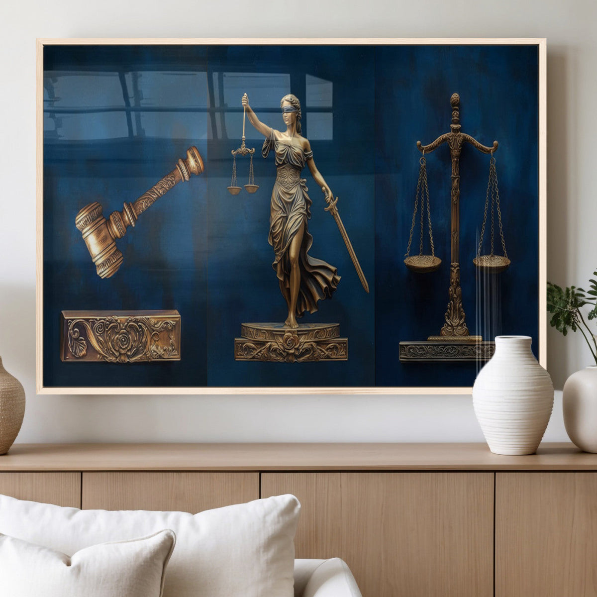 Lady Justice Wall Art Canvas Print – Elegant Gold Legal
