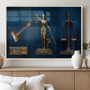Lady Justice Wall Art Canvas Print – Elegant Gold Legal