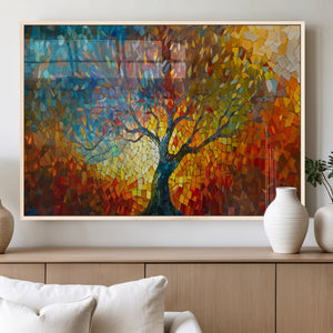 Yggdrasil Tree of Life Mosaic Stained Glass Wall Art, Tree