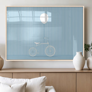 Minimalist Bicycle Balloon Canvas Wall Art – Playful Blue