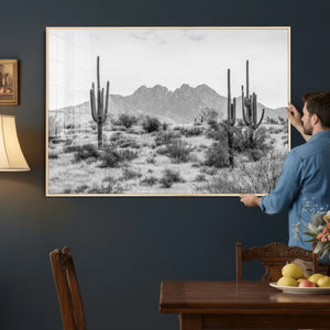 Black White Arizona Desert Canvas Wall Art Cactus Farmhouse