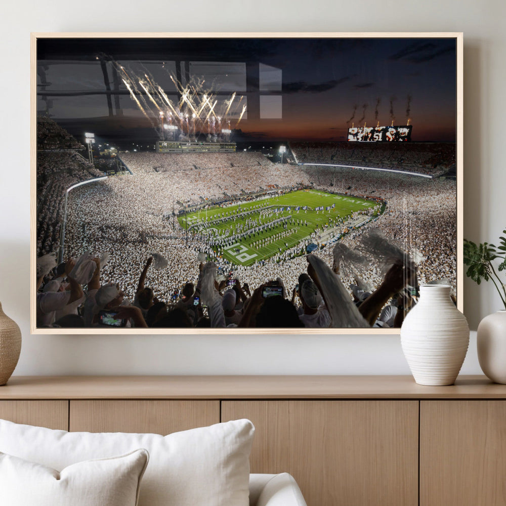 Penn State Stadium Wall Art – White Out Football Game Canvas