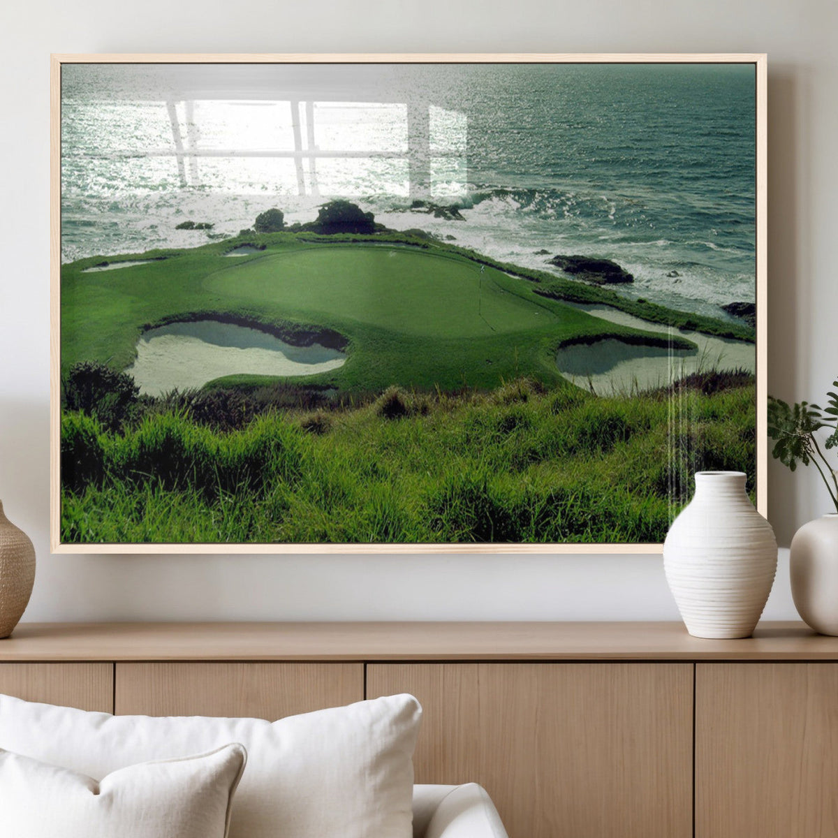 Coastal Golf Course Wall Art Canvas Print – Scenic Green