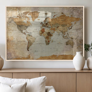 World Map Canvas Print – Detailed Map of the World Wall Art