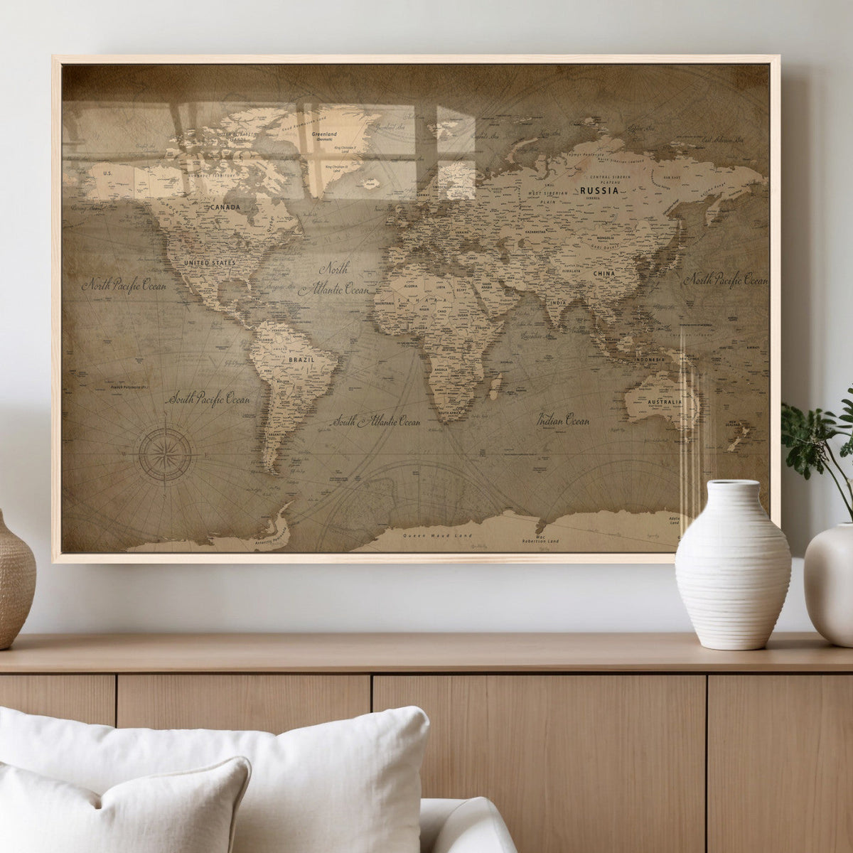World Map Canvas Print – Framed Travel Map Wall Art for