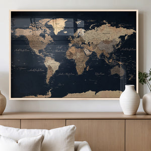 World Map Canvas Print – Detailed Map of the World Wall Art