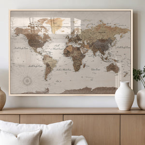 World Map Canvas Print – Framed Detailed Map of the World