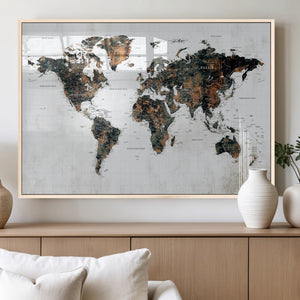 Large World Map Canvas Print – Framed Travel Map Wall Art