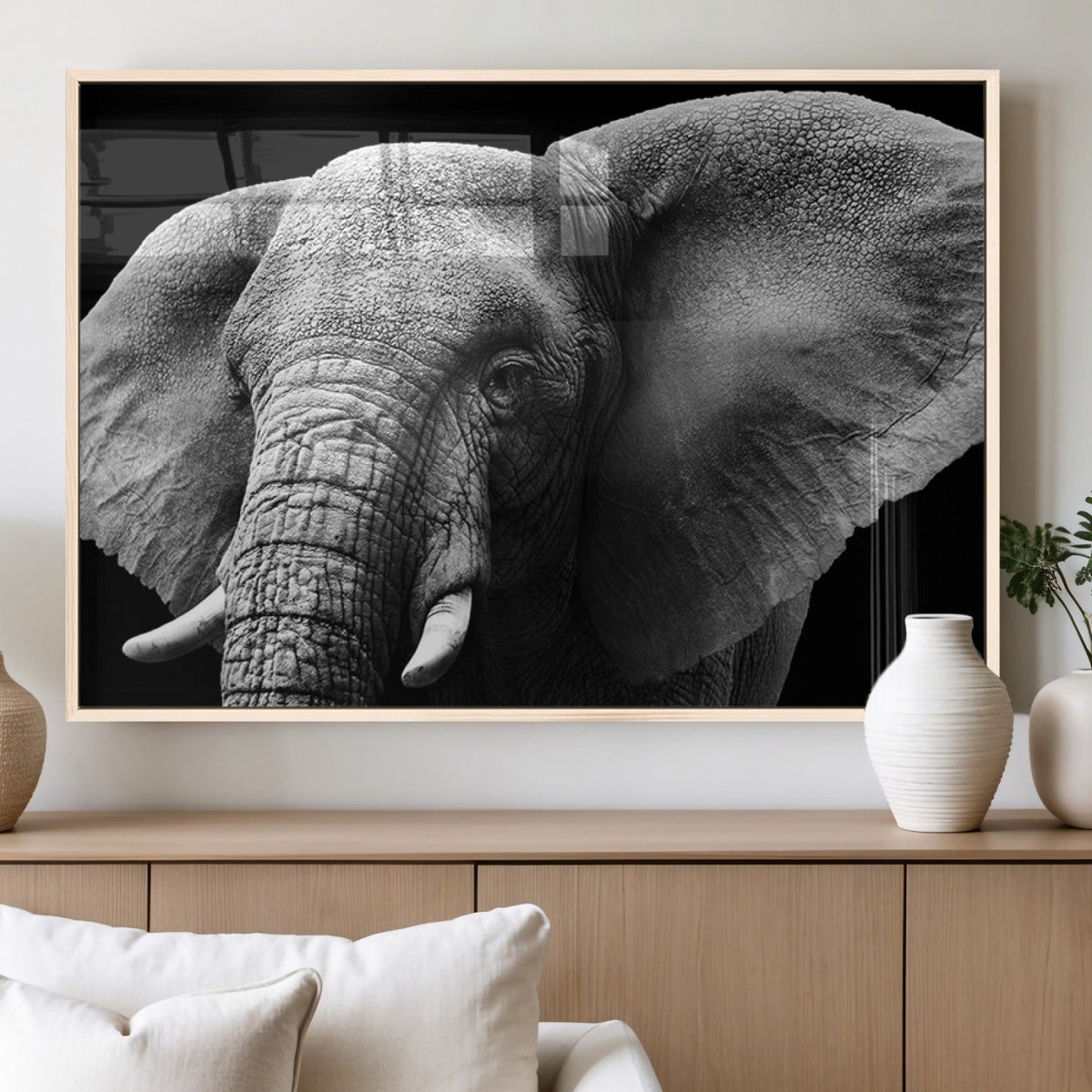 Big Elephant Close Up Wall Art Canvas Print