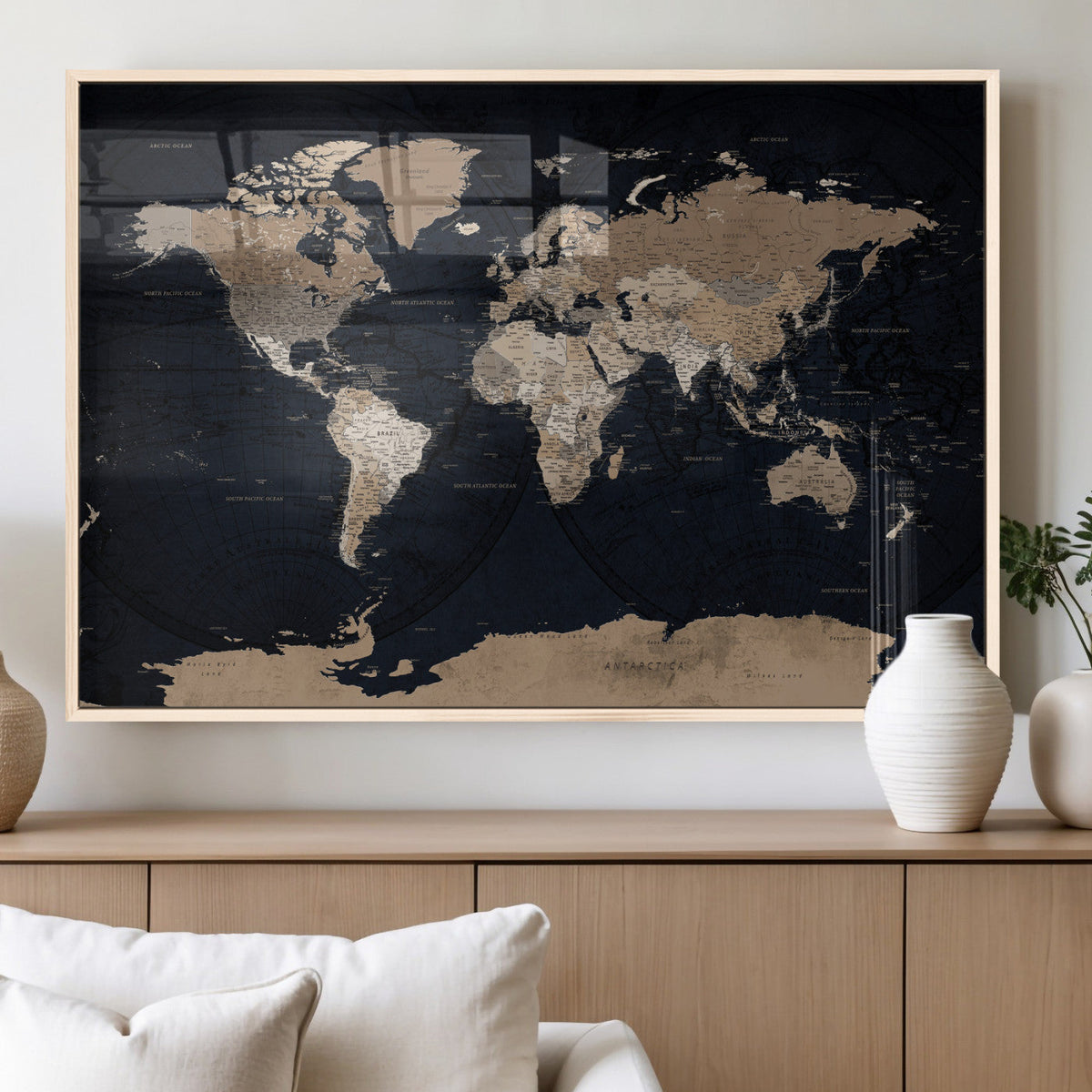 Grunge Wall Art World Map Canvas Print