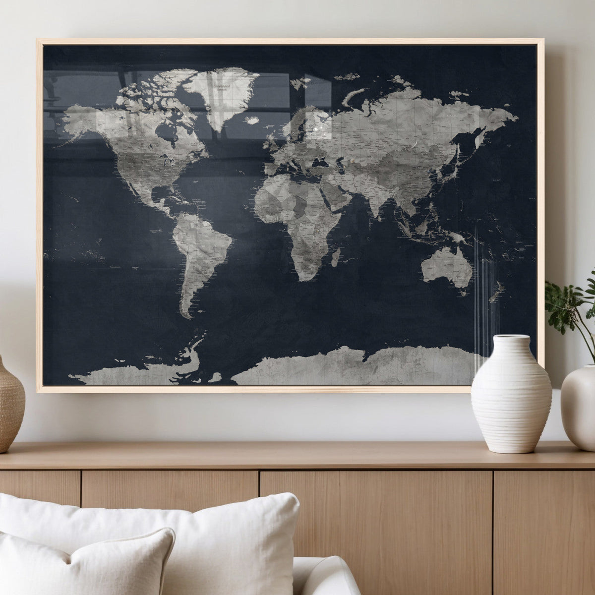 Colorful Watercolor World Map Canvas Print – Vibrant Framed