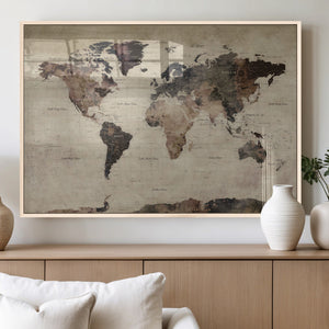 World Map Canvas Print – Detailed Map of the World Adventure
