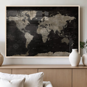 Detailed World Map Wall Art Print - Large Framed World Map