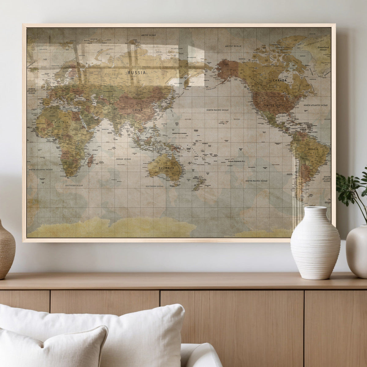 World Map Canvas Print – Detailed Map of the World Wall Art