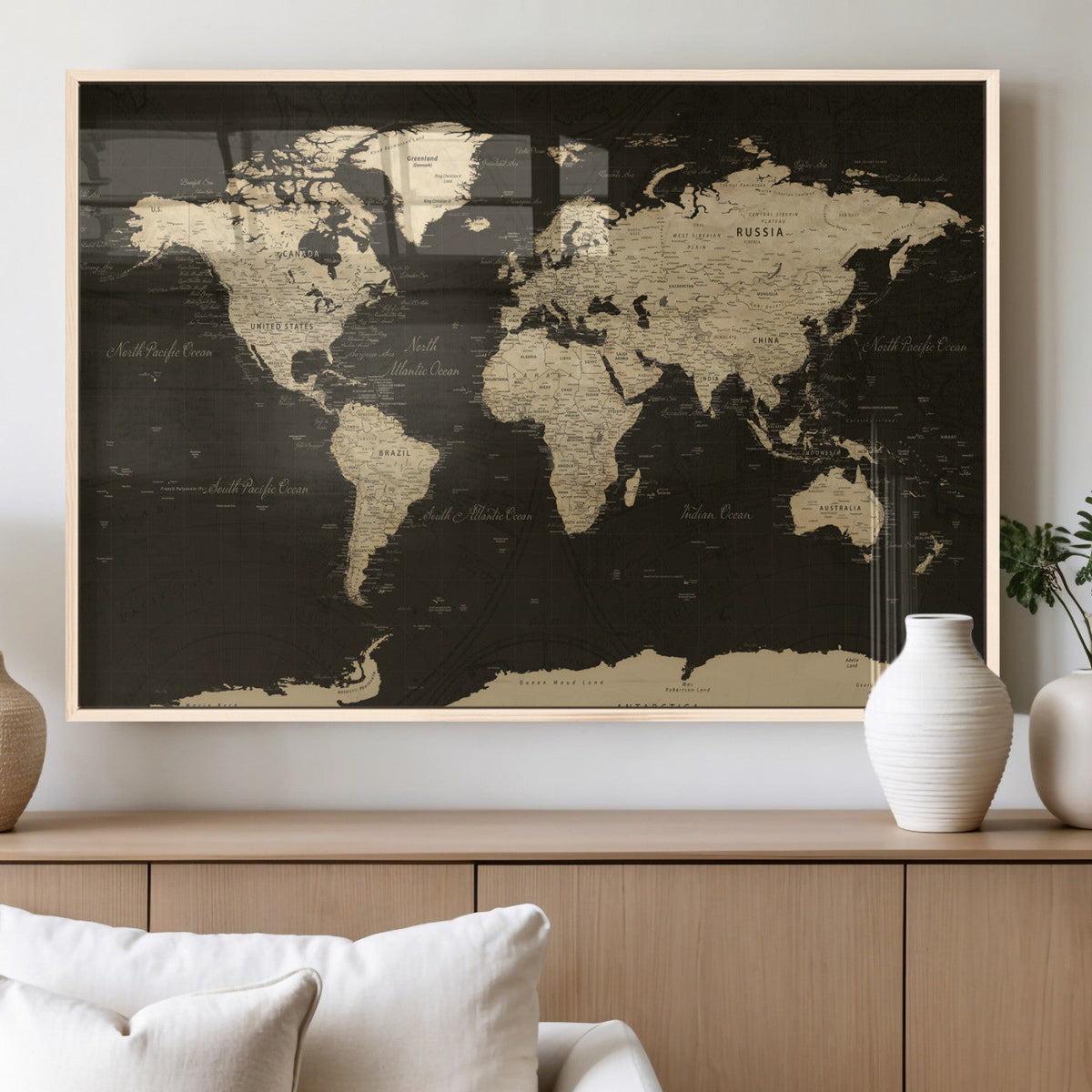 World Map Canvas Print – Framed World Map Wall Art for