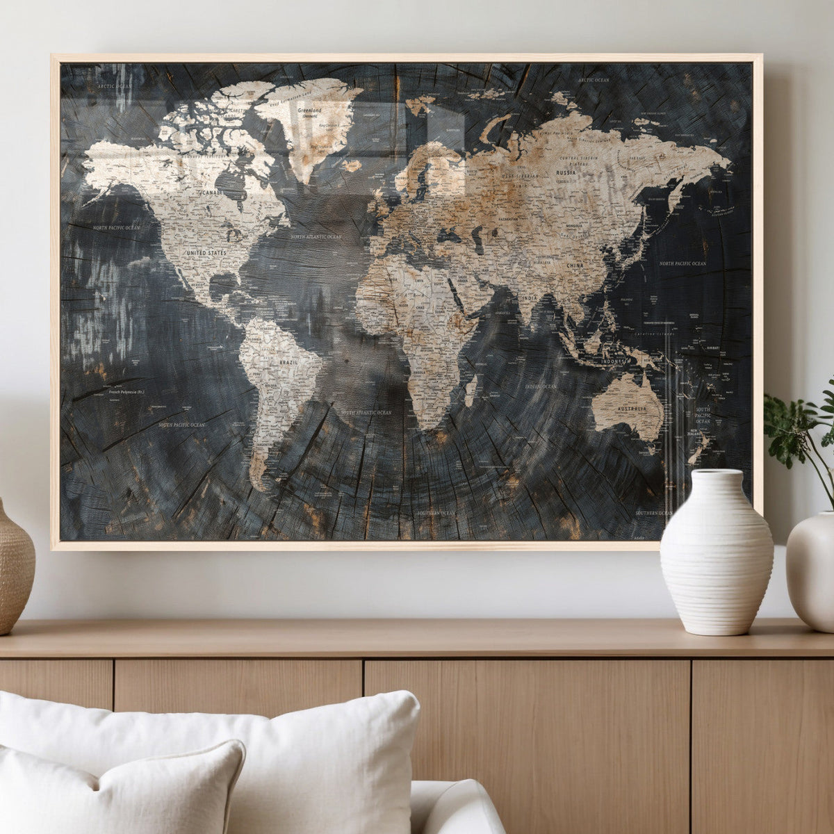 World Map Canvas Print – Detailed Map of the World Wall Art