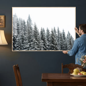 Misty Mountain Forest Canvas Print, Foggy Pine Trees Nature
