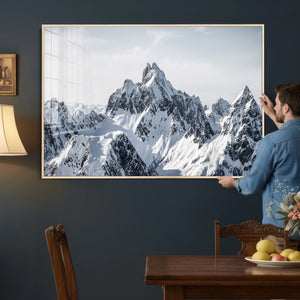 Snowy Mountain Range Canvas Print, Alpine Peaks Landscape
