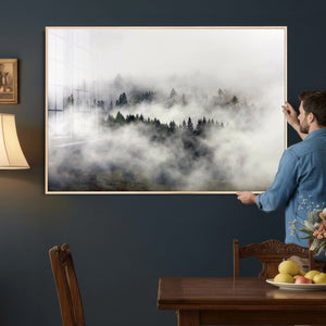 Foggy Forest Wall Art Canvas Print, Misty Pine Tree