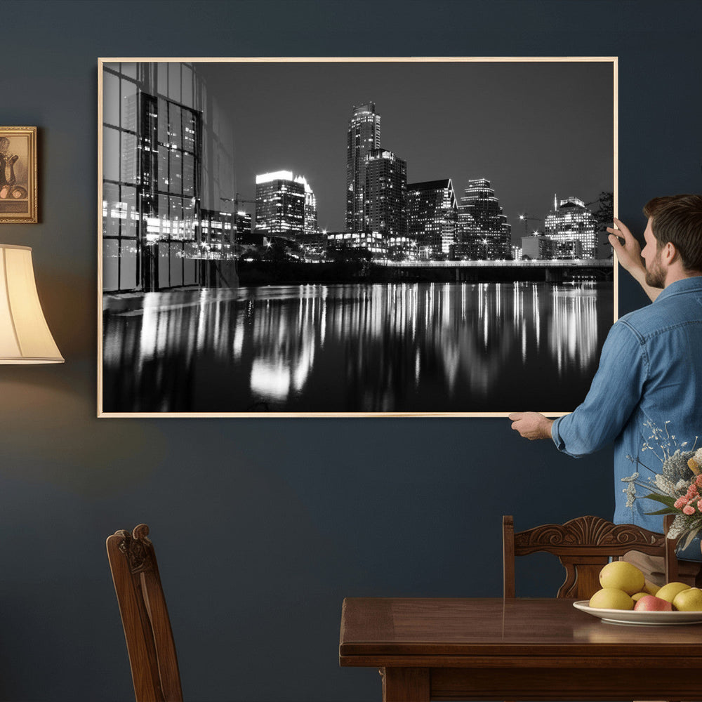 Austin Skyline Wall Art Canvas Print, Austin Downtown Night