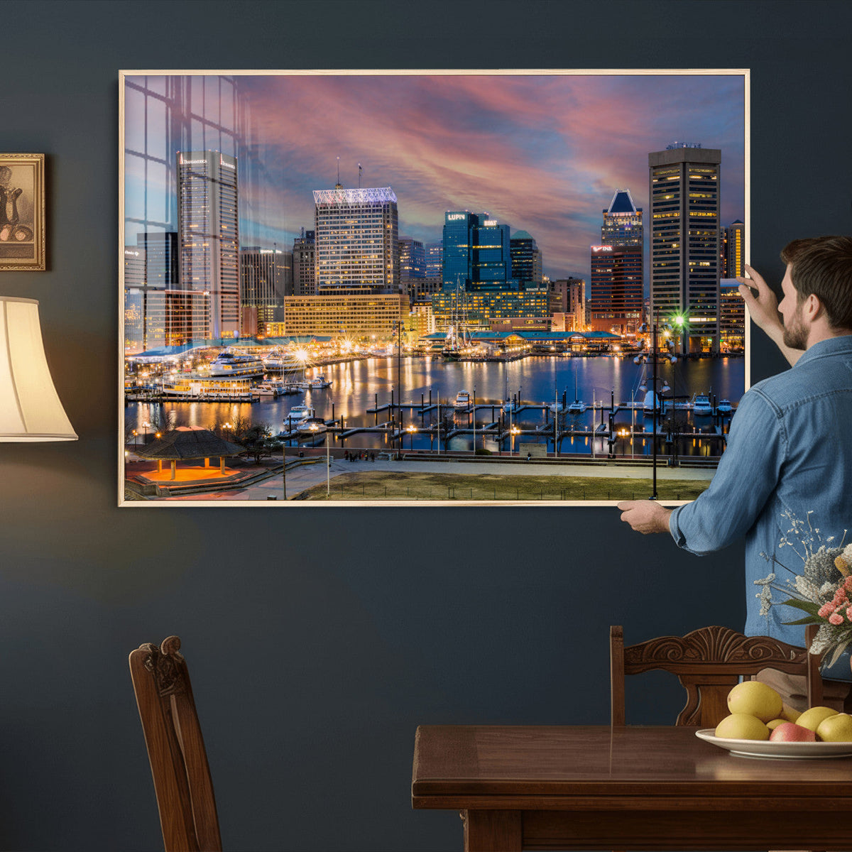 Baltimore Skyline Wall Art Canvas Print, Baltimore Downtown